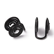 304 Stainless Steel Spiral Pad Cuff Earrings, Wire Wrap Jewelry for Non-pierced Ears, Electrophoresis Black, 12x10x7.5~8mm(KK-WH0051-27EB)