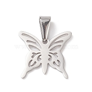 Non-Tarnish 304 Stainless Steel Pendants, Butterfly, Stainless Steel Color, 16x18x1mm, Hole: 7x3.5mm(STAS-I135-32P-01)