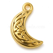 Ion Plating(IP) 304 Stainless Steel Pendants, Moon with Knot Charm, Real 18K Gold Plated, 19x11.5x4mm, Hole: 1.8mm(STAS-M070-19G)