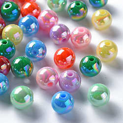 Opaque Acrylic Beads, AB Color Plated, Round, Mixed Color, 12x11mm, Hole: 2.5mm, about 566pcs/500g(MACR-S370-D12mm-M2)
