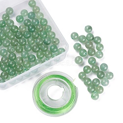 100Pcs 8mm Natural Green Aventurine Round Beads, with 10m Elastic Crystal Thread, for DIY Stretch Bracelets Making Kits, 8mm, Hole: 1mm(DIY-LS0002-11)