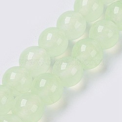 Natural White Jade Beads Strands, Dyed, Round, Pale Green, 6mm, Hole: 0.8mm, about 63pcs/strand, 14.5 inch(37cm)(G-G756-02-6mm)