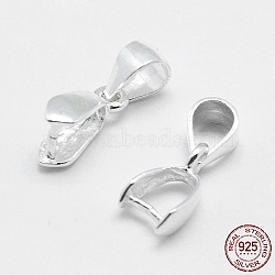 925 Sterling Silver Pendant Bails, Ice Pick & Pinch Bails, Silver, 3.5x4mm Inner Diameter, 9~10x5.5x3mm, Hole: 3.5x5mm, Pin: 0.8mm(X-STER-E050-10S)