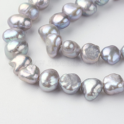 Natural Cultured Freshwater Pearl Beads Strands, Two Sides Polished, Light Grey, 6~8x4~6mm, Hole: 0.8mm, about 52~60pcs/strand, 16.1 inch(X-PEAR-R064-22)