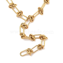 304 Stainless Steel Kont Link Chain Necklace for Men Women, Golden, 17.40 inch(44.2cm)(NJEW-A032-05G-01)