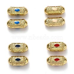 Brass Enamel Beads, Long-Lasting Plated, Real 18K Gold Plated, Oval & Word, Mixed Color, 19x9x9mm, Hole: 2mm(KK-B028-23G)