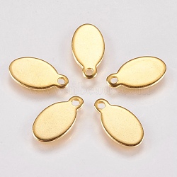 201 Stainless Steel Stamping Blank Tag Pendants, Oval, Real 18k Gold Plated, 12.5x6.5x1mm, Hole: 0.8mm(STAS-G173-06G-6x12mm)