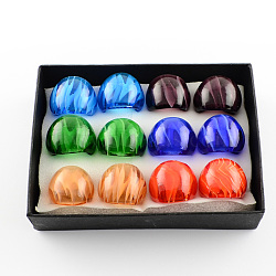 Handmade Lampwork Wide Band Rings, Mixed Color, 17~19mm, about 12pcs/box(RJEW-Q150-M04-B)