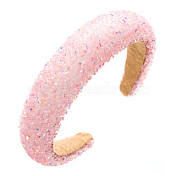Resin Sponge Hair Bands, Wide Hair Accessories for Women Girls, Pink, 140x120mm(PW-WG93054-05)