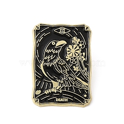 Alloy Brooch, Enamel Pins, Light Gold, Tarot Card Badges, Death, Black, 30.5x21.5x1.5mm(JEWB-D014-01LG-06)