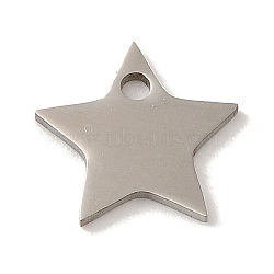 Non-Tarnish 201 Stainless Steel Charms, Laser Cut, Star Charm, Stainless Steel Color, 11x12x1mm, Hole: 1.6mm(STAS-E217-01P)