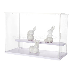 Transparent Plastic Minifigures Display Case, 2-Tier Holder Risers for Models, Building Blocks, Doll Display, Rectangle, Clear, Finished Product: 31.5x14.5x22cm(ODIS-WH0025-142A)