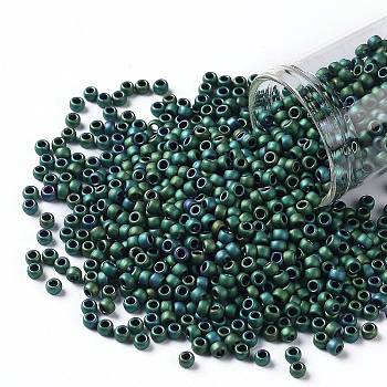 TOHO Round Seed Beads, Japanese Seed Beads, (706) Matte Color Iris Teal, 8/0, 3mm, Hole: 1mm, about 222pcs/10g