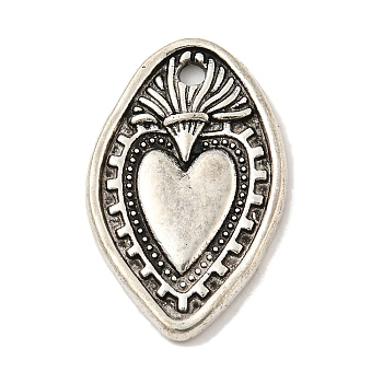 Tibetan Style Alloy Pendants, Heart Theme Charms, Antique Silver, 27.5x17.5x2mm, Hole: 2.5mm