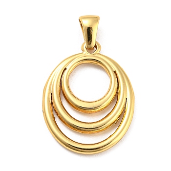 304 Stainless Steel Pendants, Oval Charm, Golden, 24x18.5x2.5mm, Hole: 5x3mm