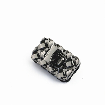 Rectangle Woven Texture Alloy Bag Twist Lock Accessories, Turn Lock Clasp, for DIY Bag Purse Hardware Accessories, Gunmetal, 2x3.5cm