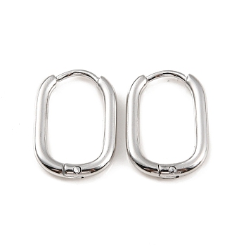 304 Stainless Steel Oval Hoop Earrings, Stainless Steel Color, 16.5x11.5x2mm, Pin: 1mm