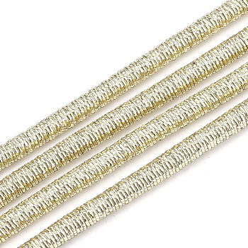 Polyester & Cotton Cords, with Iron Chain inside, Gold, 4mm, about 54.68 yards(50m)/bundle
