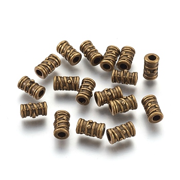 Tibetan Style Alloy Beads, Grooved Beads, Column, Cadmium Free & Lead Free, Antique Bronze, 9x5.5mm, Hole: 3mm