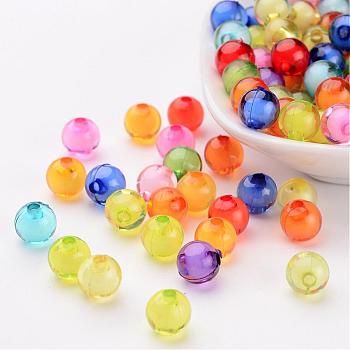 Transparent Acrylic Beads, Bead in Bead, Round, Mixed Color, 8mm, Hole: 2mm, about 2050pcs/500g