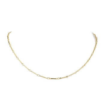 Brass Bar Link Chain Necklaces, Golden, 17.32~17.56 inch(440~446mm)