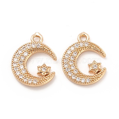 Brass Micro Pave Cubic Zirconia Charms(KK-E071-15KCG)-2