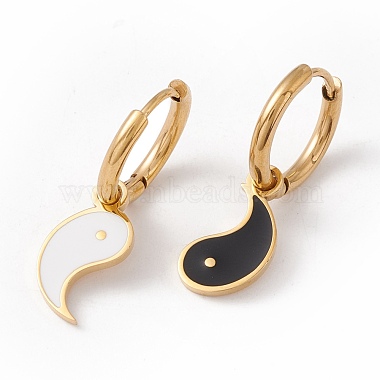 Pendientes colgantes de aro y collar con colgante de yin yang esmaltados(SJEW-E043-04)-3