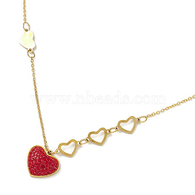Rhinestone Heart Pendant Necklace(NJEW-M199-03G)-3