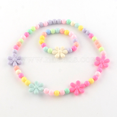Fleur pendentifs acrylique et ensembles de bijoux stretch bracelets(SJEW-R048-05)-3
