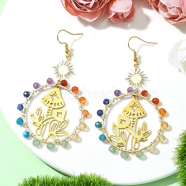 Boucles d'oreilles pendantes en perles sur le thème des chakras(EJEW-TA00385)-2
