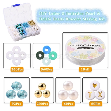 DIY Letter & Imitation Pearl & Heishi Beads Bracelet Making Kit(DIY-YW0005-23C)-2