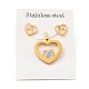 Double Heart Stud Earrings with 316 Stainless Steel Pins and Crystal Rhinestone Pendant(SJEW-F218-02G)-7