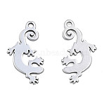 Non-Tarnish 201 Stainless Steel Pendants, Halloween Style, Gecko, Stainless Steel Color, 15.5x8x1mm, Hole: 1.2mm(X-STAS-N098-088P)