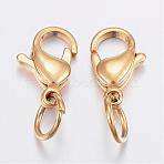 Ion Plating(IP) 304 Stainless Steel Lobster Claw Clasps, Golden, 13x8x4mm, Hole: 5mm(STAS-P139-A13-G)