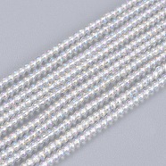 Electroplate Glass Beads Strands, Round, AB Color Plated, Clear AB, 2mm, Hole: 0.6mm, about 180pcs/strand, 14.17 inch(36cm)(EGLA-I013-2mm-AB01)