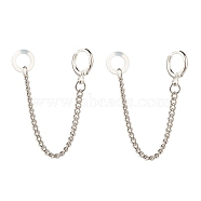 Anti-Lost Earring for Wireless Earphone, Huggie Hoop Earrings with Hanging Chain for Women, Platinum, 97.5mm, Pin: 0.8mm(EJEW-JE04782)
