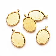 Alloy Pendant Cabochon Settings, Plain Edge Bezel Cups, Cadmium Free & Lead Free, Oval, Antique Golden, 38.5x24.5x5.5mm, Hole: 5.5x3.5mm, Tray: 29x21.5mm(PALLOY-2421-AG-LF)