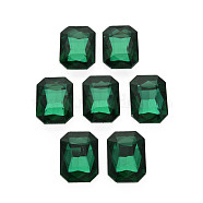Pointed Back Glass Rhinestone Cabochons, Faceted, Rectangle Octagon, Med.Emerald, 25x18x8mm(RGLA-T079-18x25mm-15)
