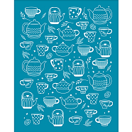 Silk Screen Printing Stencil, for Painting on Wood, DIY Decoration T-Shirt Fabric, Teapot Pattern, 100x127mm(DIY-WH0341-301)