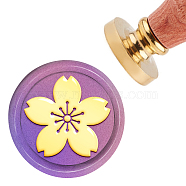 Brass Wax Seal Stamp with Handle, for DIY Scrapbooking, Sakura Pattern, 3.5x1.18 inch(8.9x3cm)(AJEW-WH0184-0330)