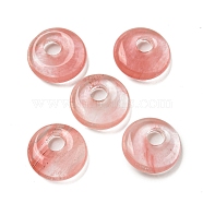 Cherry Quartz Glass Donut/Pi Disc Charms, 14~14.5x4mm, Hole: 4mm(G-G142-02M)