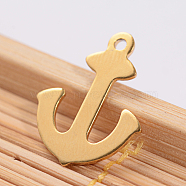 Ion Plating(IP) 304 Stainless Steel Anchor Charms, Golden, 16x13x1mm, Hole: 1mm(STAS-L159-01G)