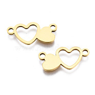 201 Stainless Steel Link Connectors, Laser Cut, Double Heart, Golden, 9x18x1mm, Hole: 1.6mm(STAS-S110-104G)