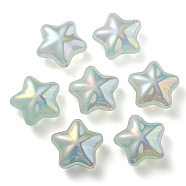 UV Plating Rainbow Iridescent Imitation Jelly Acrylic Beads, Star, Aquamarine, 19x20x9mm, Hole: 2mm(OACR-C007-07A)