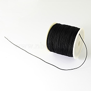Braided Nylon Thread, Chinese Knotting Cord Beading Cord for Beading Jewelry Making, Black, 0.5mm, about 150yards/roll(NWIR-R006-0.5mm-900)