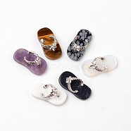 Slippers Natural & Synthetic Mixed Stone Pendants, with Brass Findings, Platinum, 23x11x7mm(G-L455-C)