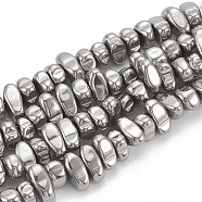 Electroplate Non-magnetic Synthetic Hematite Beads Strands, Chips, Silver Plated, 5~10x4.5~5.5x4mm, Hole: 1mm, about 105pcs/strand, 14.9 inch(X-G-T061-102N)