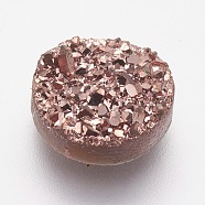 Resin Imitation Druzy Quartz Cabochons, Flat Round, Old Rose, 10x3~4mm(RESI-E013-03E-10mm)