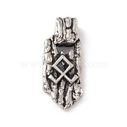 304 Stainless Steel Odin Runavin Pendants, Antique Silver, 33.5x14x5.5mm, Hole: 5mm(STAS-E158-10AS)