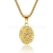 Saint Christopher Pendant Men's Stainless Steel Necklace Titanium Steel Men's Jewelry.(EO9724-1)